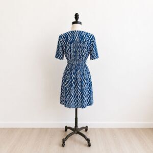 Anthropologie HD In Paris Archipelago Dress Blue White Ikat Crochet Trim Size XS